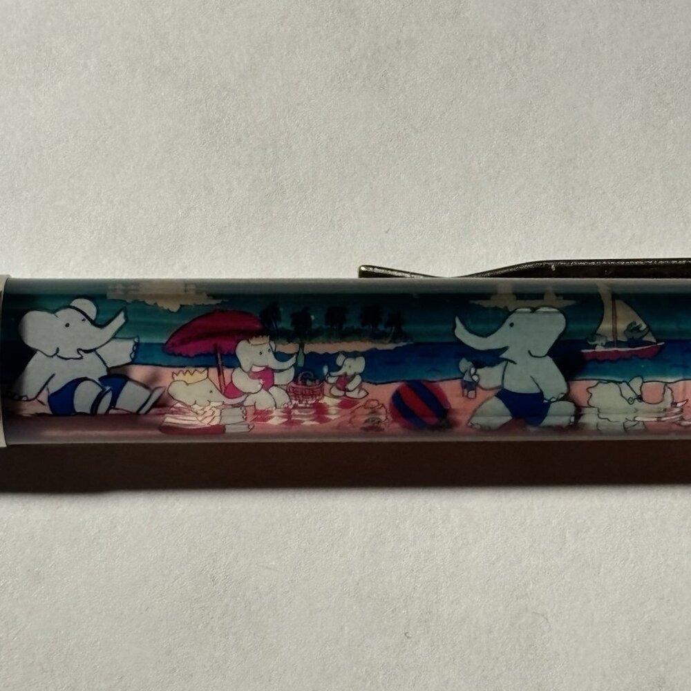 Babar the Elephant Floaty Pen Children's Book TV Series Cartoon Beach Scene Vtg